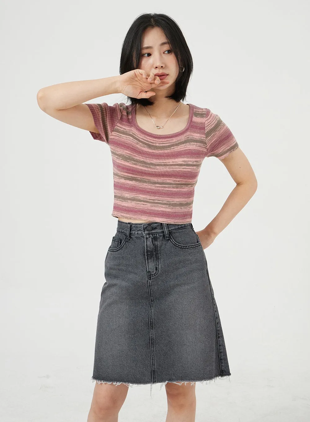 Midi Denim Skirt OM328