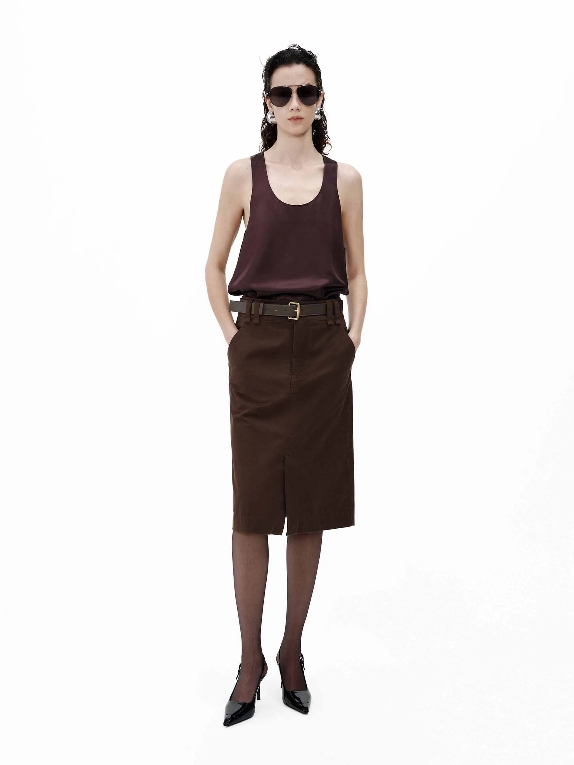 Midi Length Straight Skirt