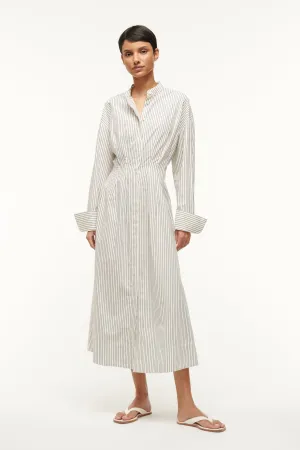 MIDI LORENZA DRESS | IVORY MICRO STRIPE