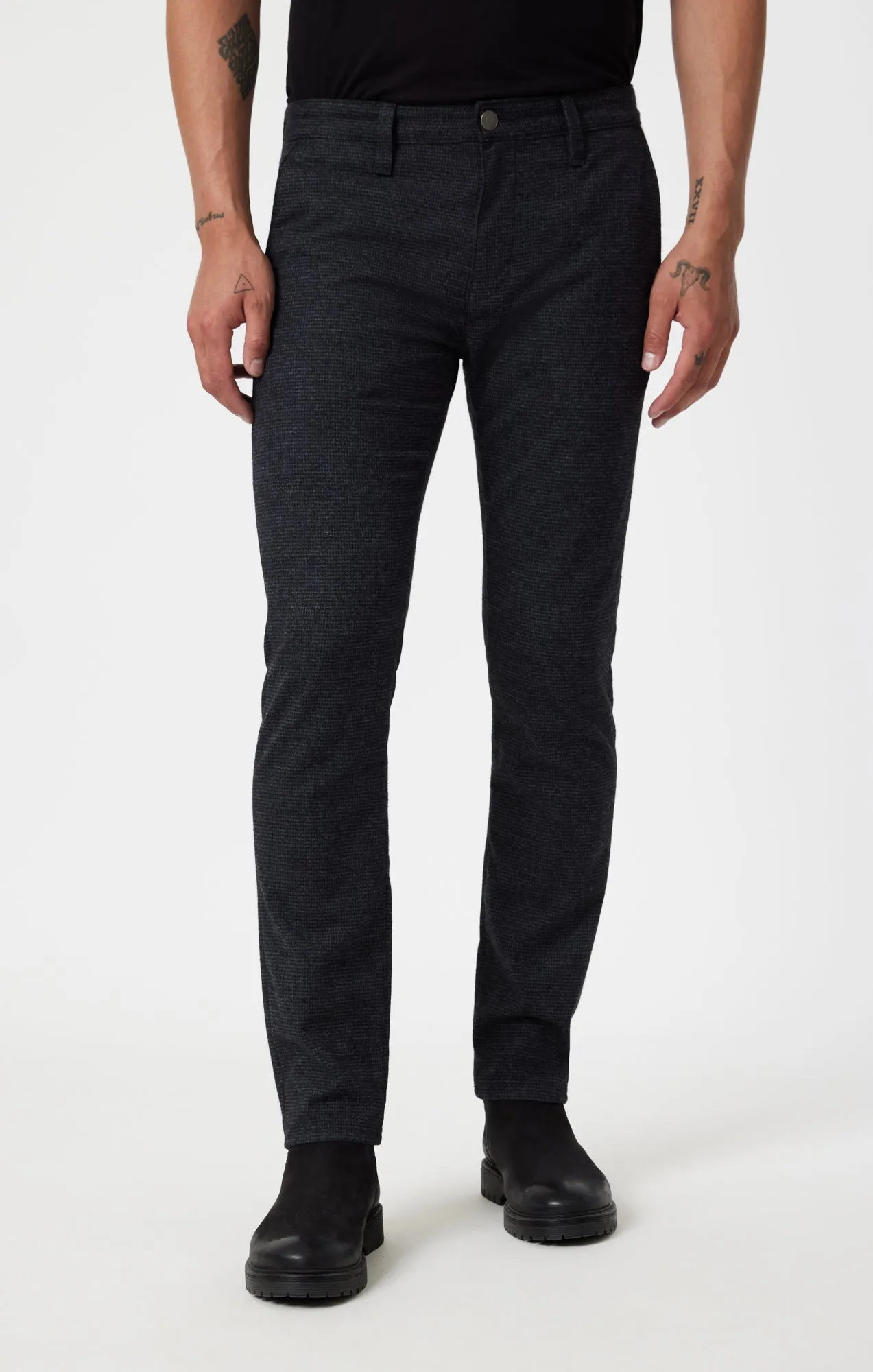 MILTON SLIM STRAIGHT CHINO IN NAVY HERRINGBONE