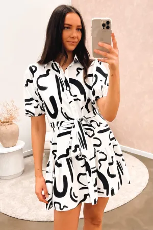 Mitsy Mini Dress White Black