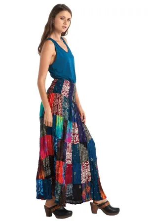 Mixed Patch Long Skirt