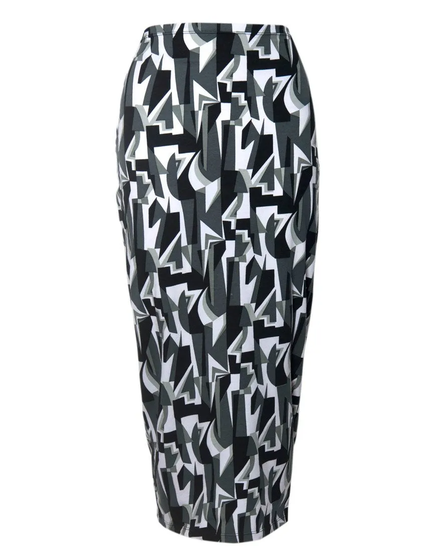 Motel Bobby Midi Skirt in Geo Pop Black and White