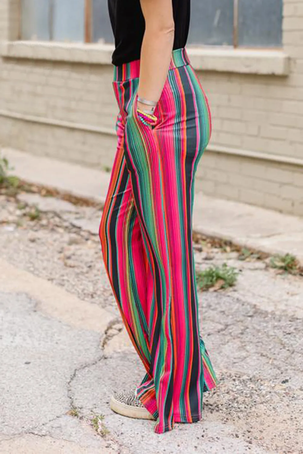 Multicolor High Waist Serape Print Wide Leg Pants