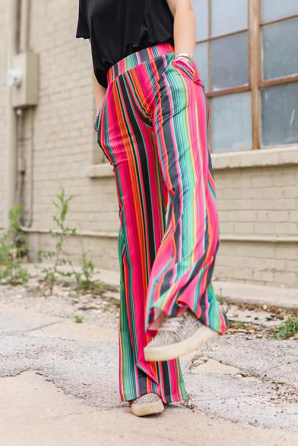 Multicolor High Waist Serape Print Wide Leg Pants