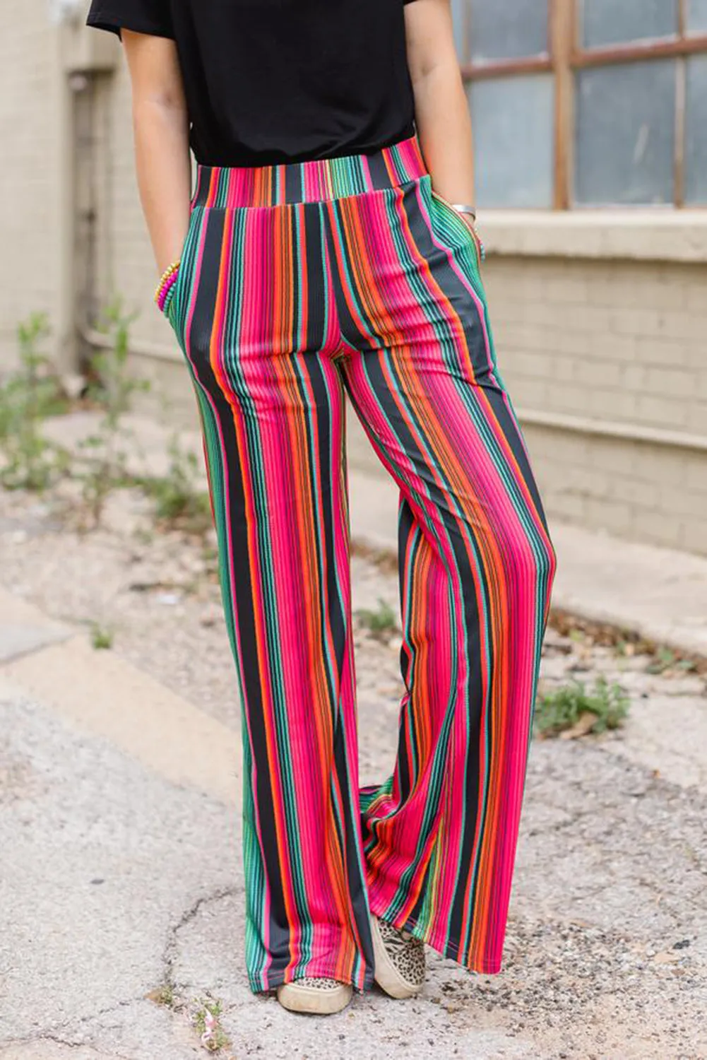 Multicolor High Waist Serape Print Wide Leg Pants