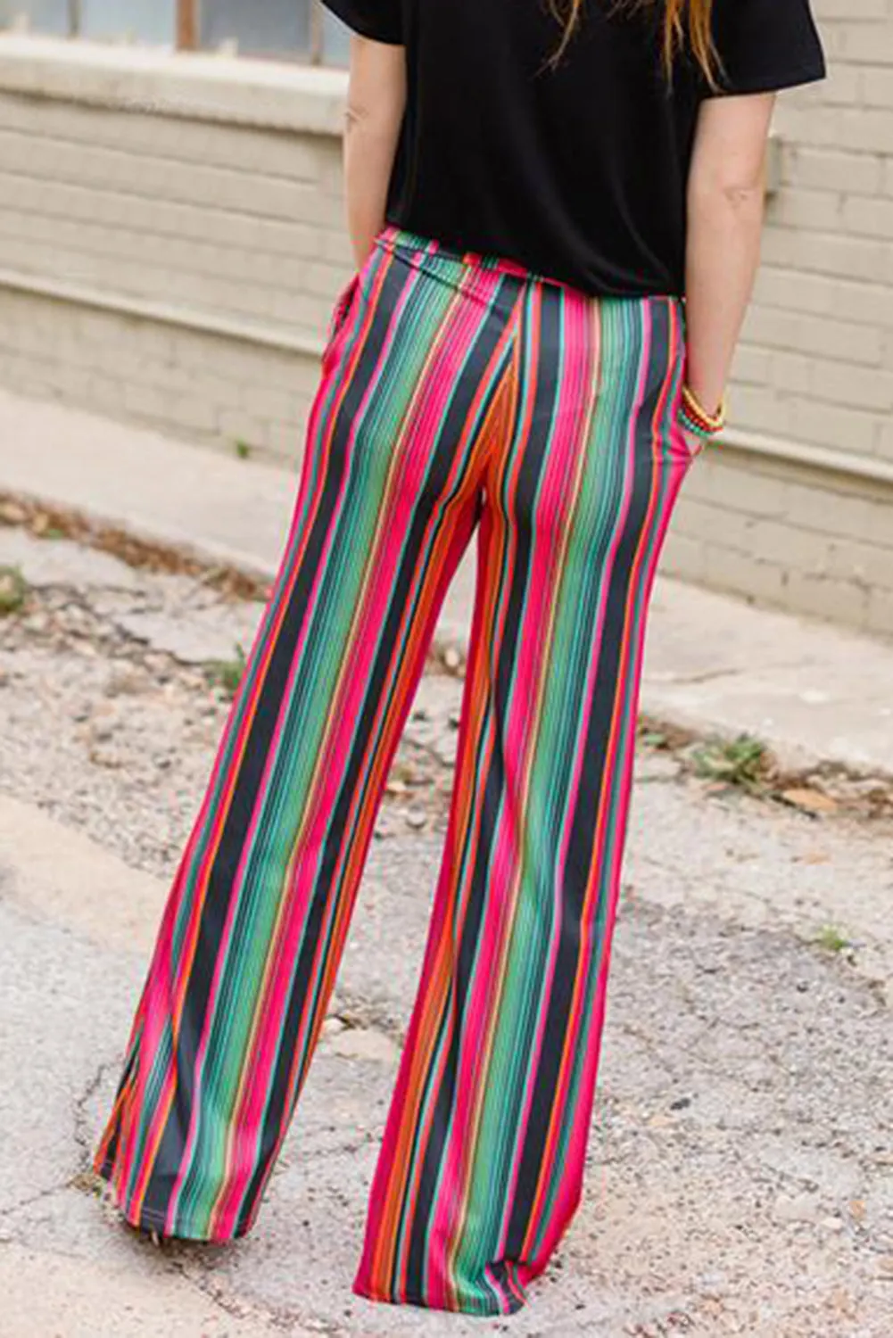 Multicolor High Waist Serape Print Wide Leg Pants