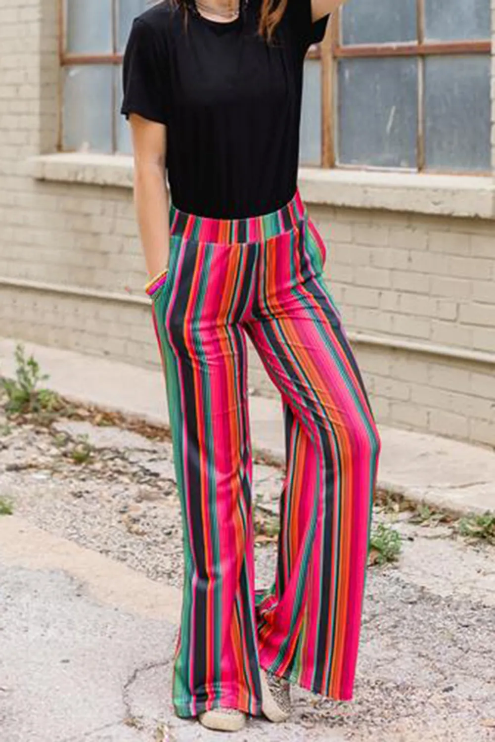 Multicolor High Waist Serape Print Wide Leg Pants