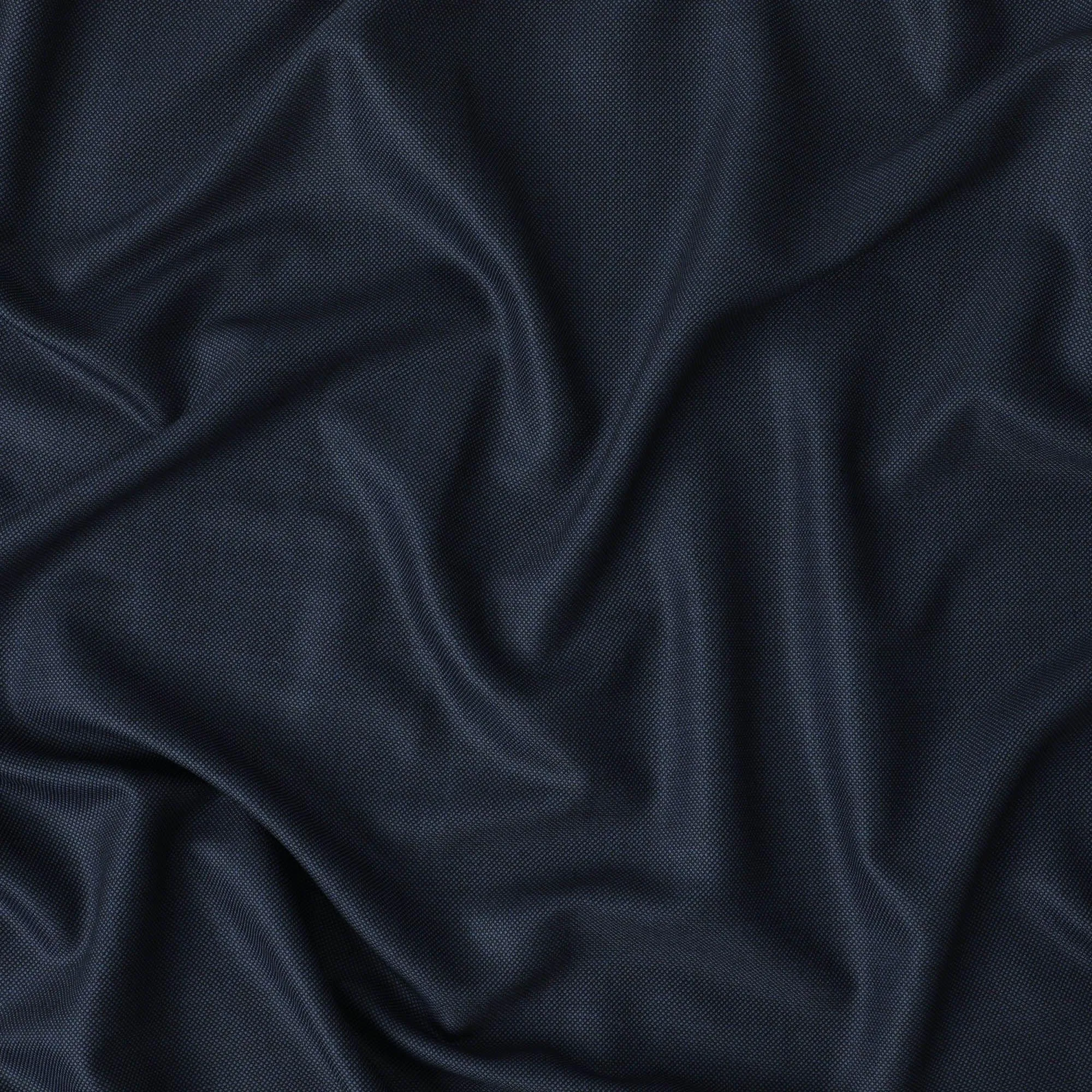 Navy blue English super 120's fine merino wool suiting fabric in self design