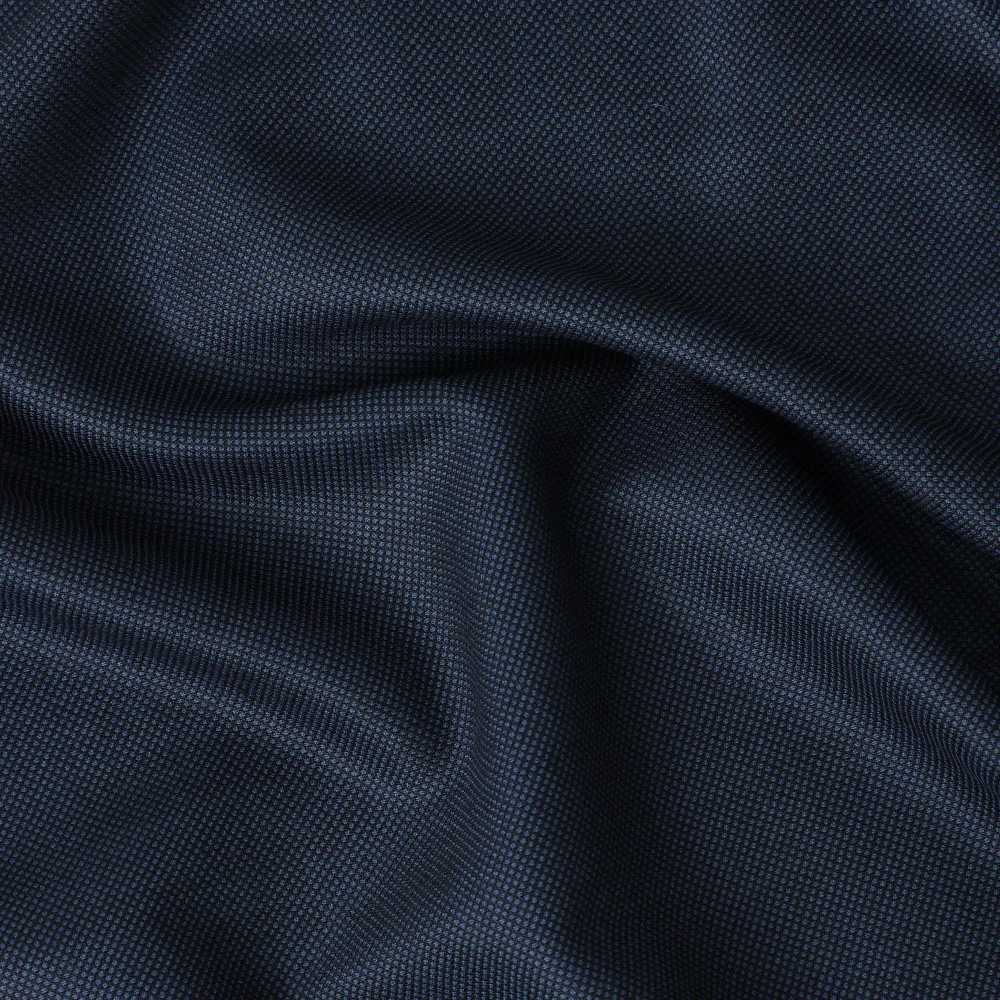 Navy blue English super 120's fine merino wool suiting fabric in self design