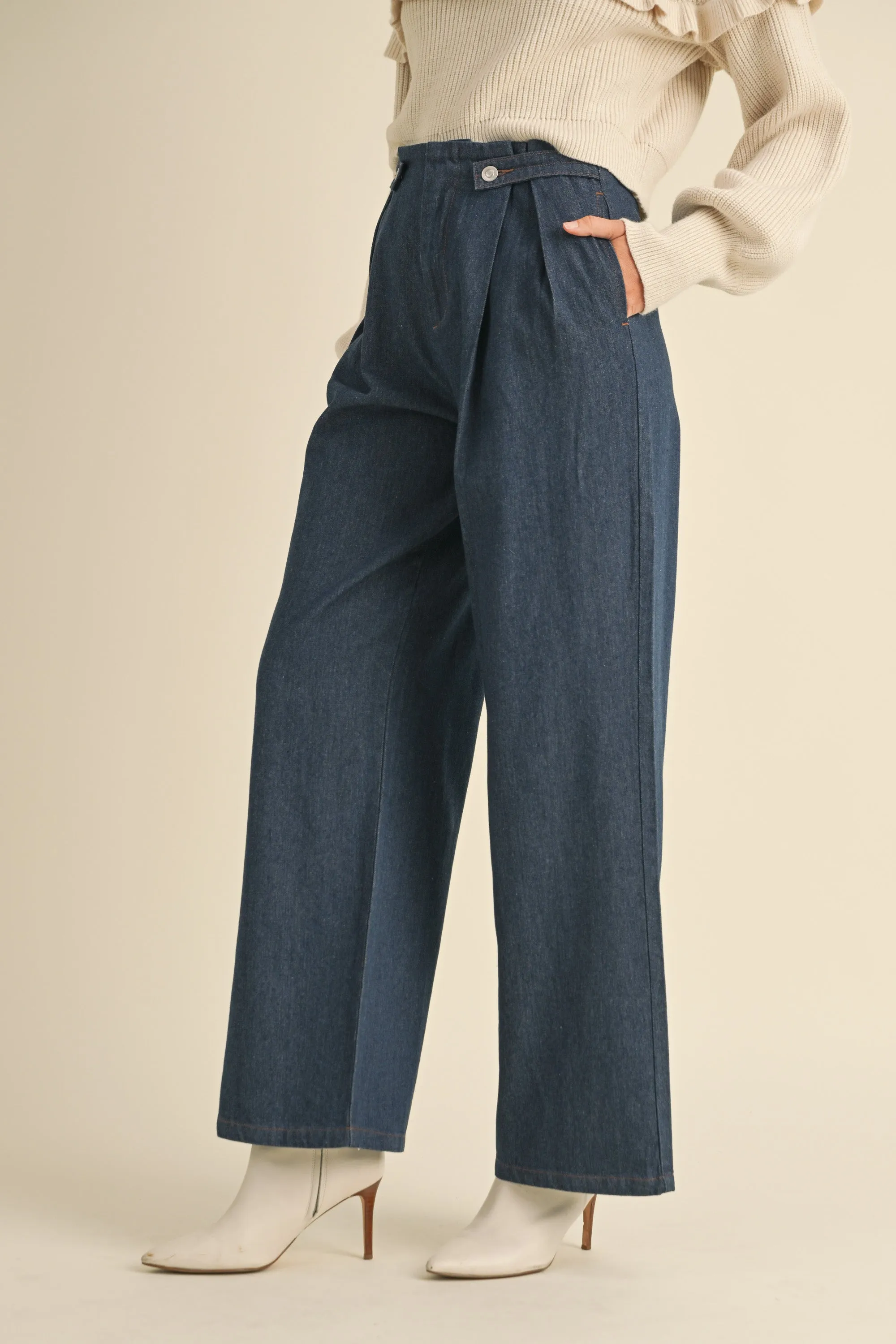 NEOMA HIGH WAIST DENIM PAPERBAG PANTS