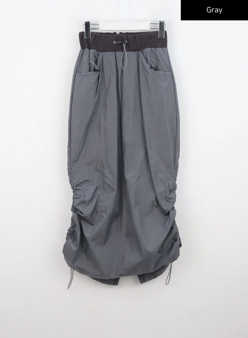 Nylon Shirring Midi Skirt CN307