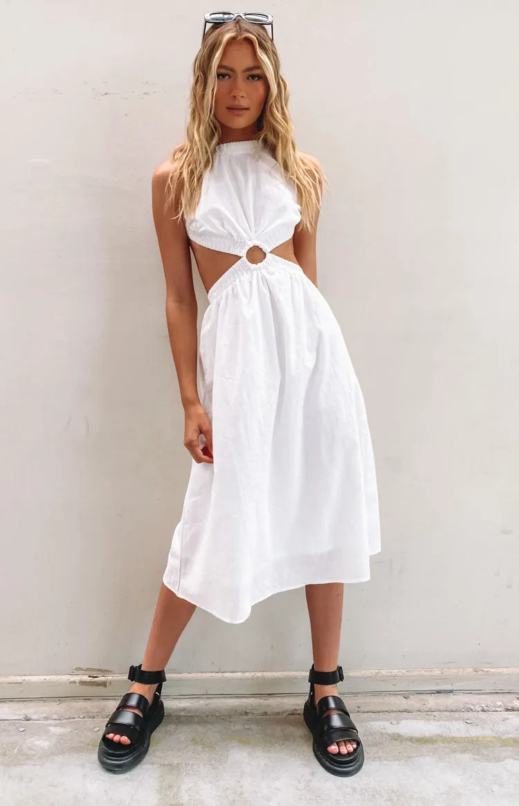 Odessa Backless Midi Dress White