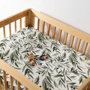 Olive Branches Organic Muslin Midi Crib Sheet