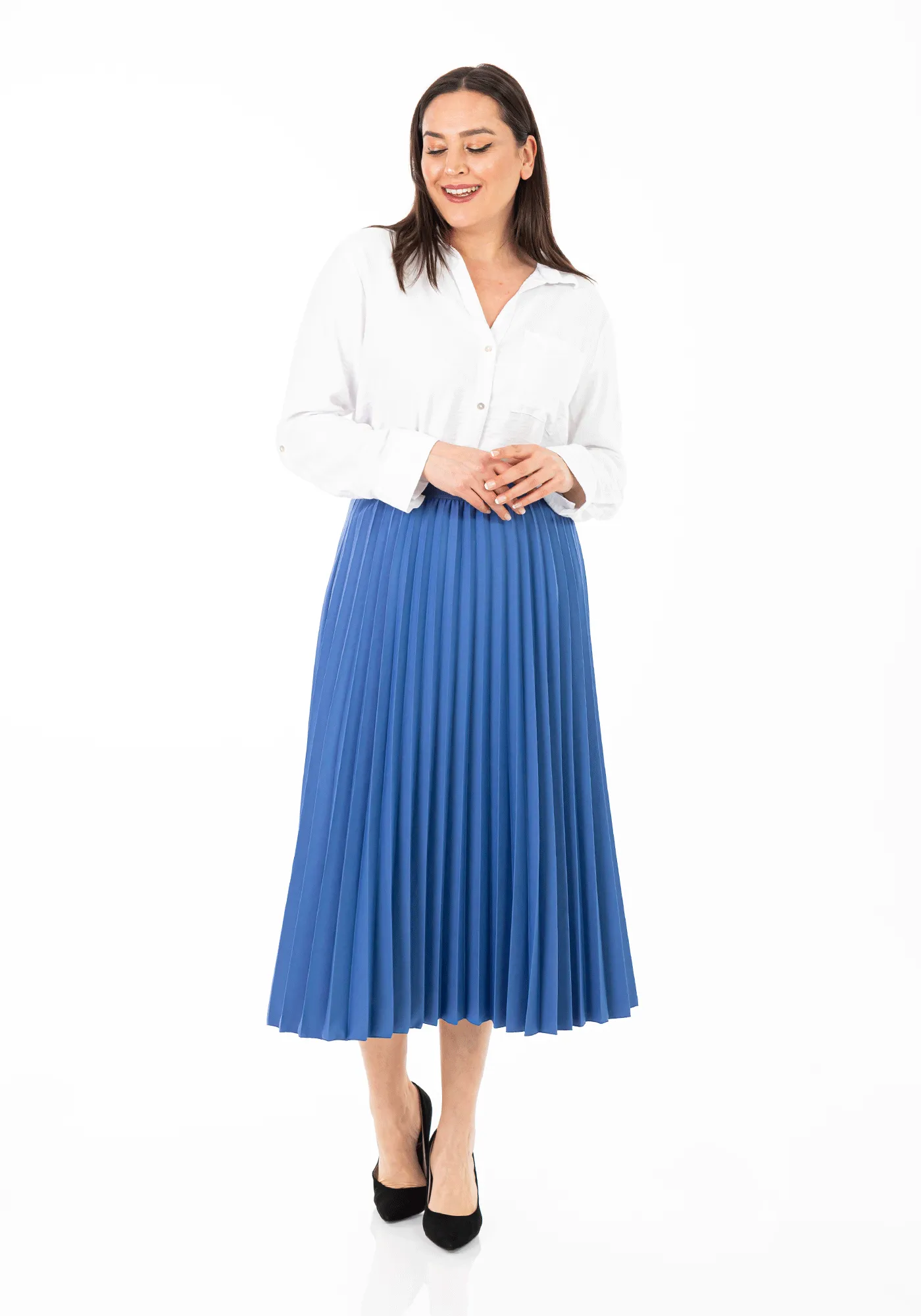 Oversized Accordion Plise Midi Pleated Skirt