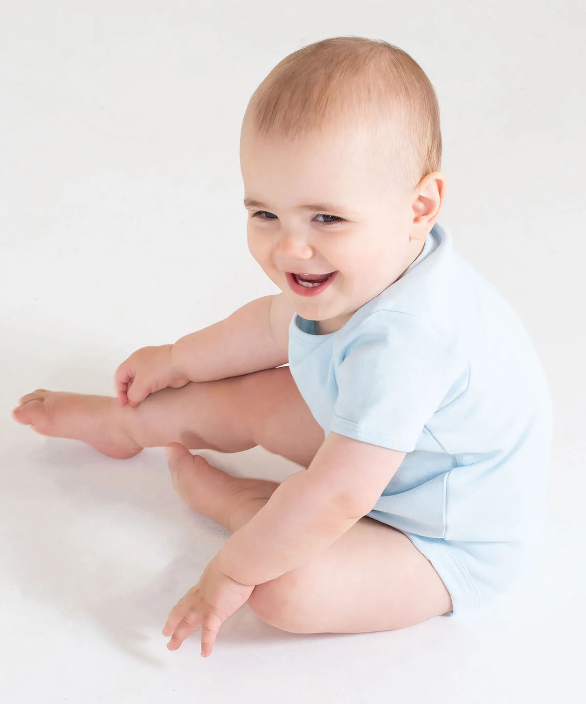 Pale Pink - Short-sleeved bodysuit with envelope neck opening