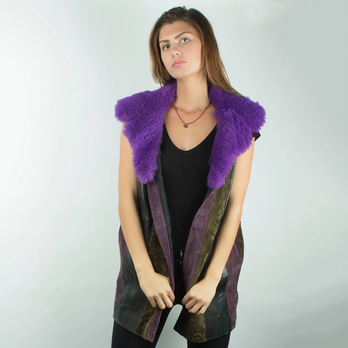 Patchwork gilet aubergine jacket