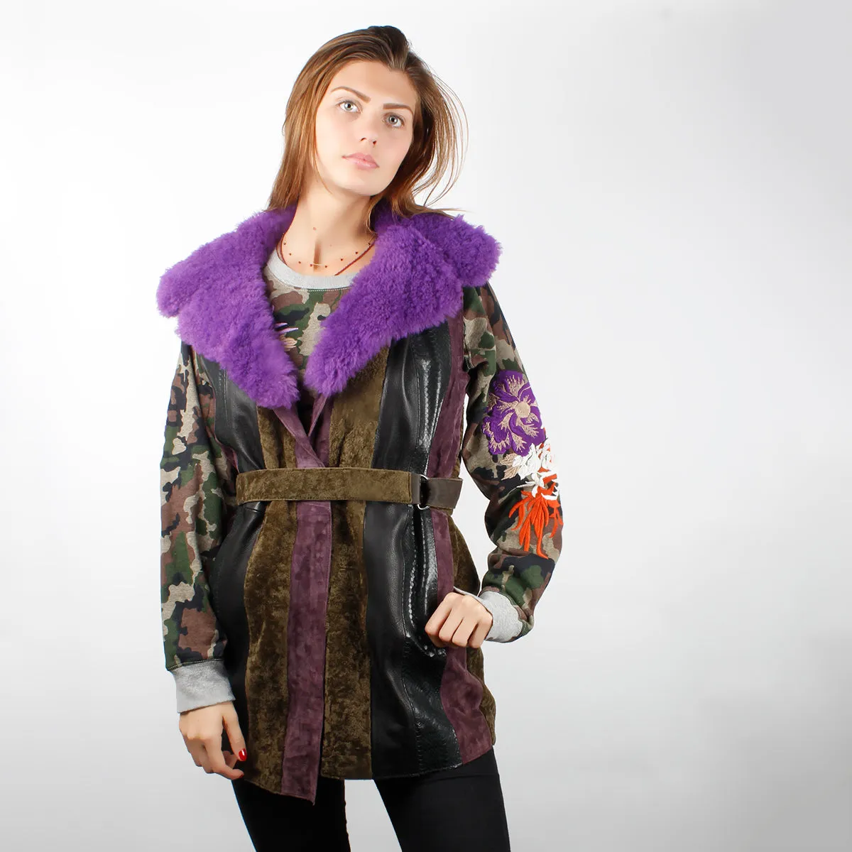 Patchwork gilet aubergine jacket