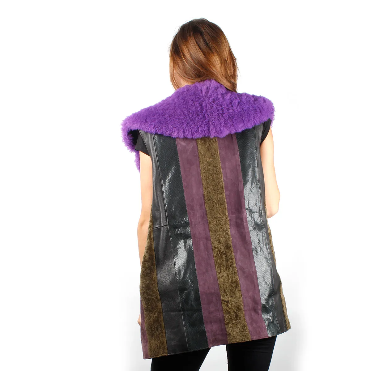 Patchwork gilet aubergine jacket