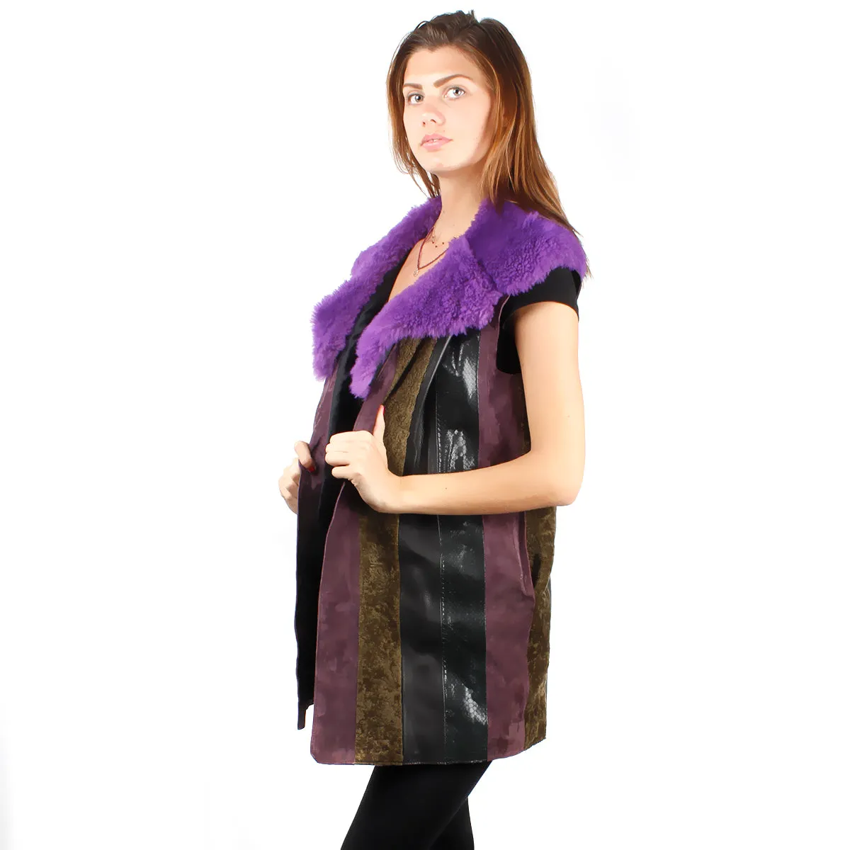 Patchwork gilet aubergine jacket