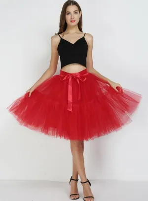 PETTICOAT 5 LAYERS TUTU TULLE SKIRT VINTAGE MIDI PLEATED SKIRTS