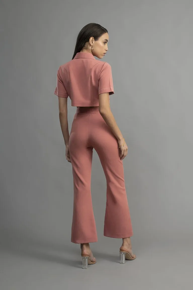 Pink Contrast Stitching Pants