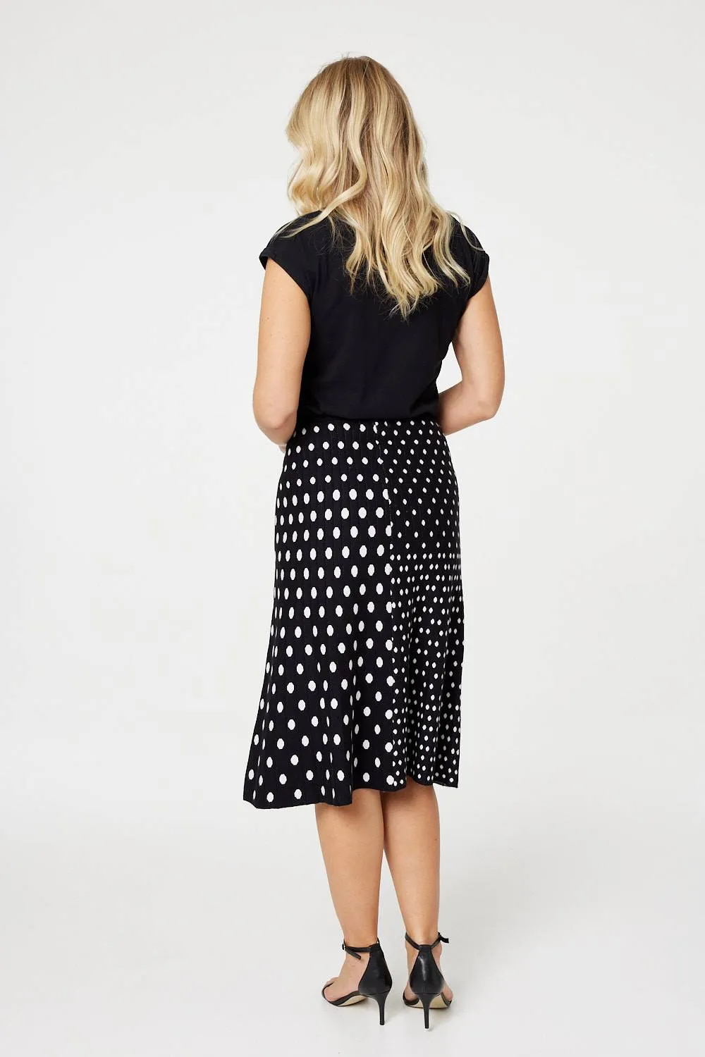 Polka Dot A-Line Knit Skirt