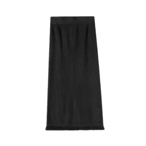 Pre Order: Back Slit Tassel Knitted Midi Skirt