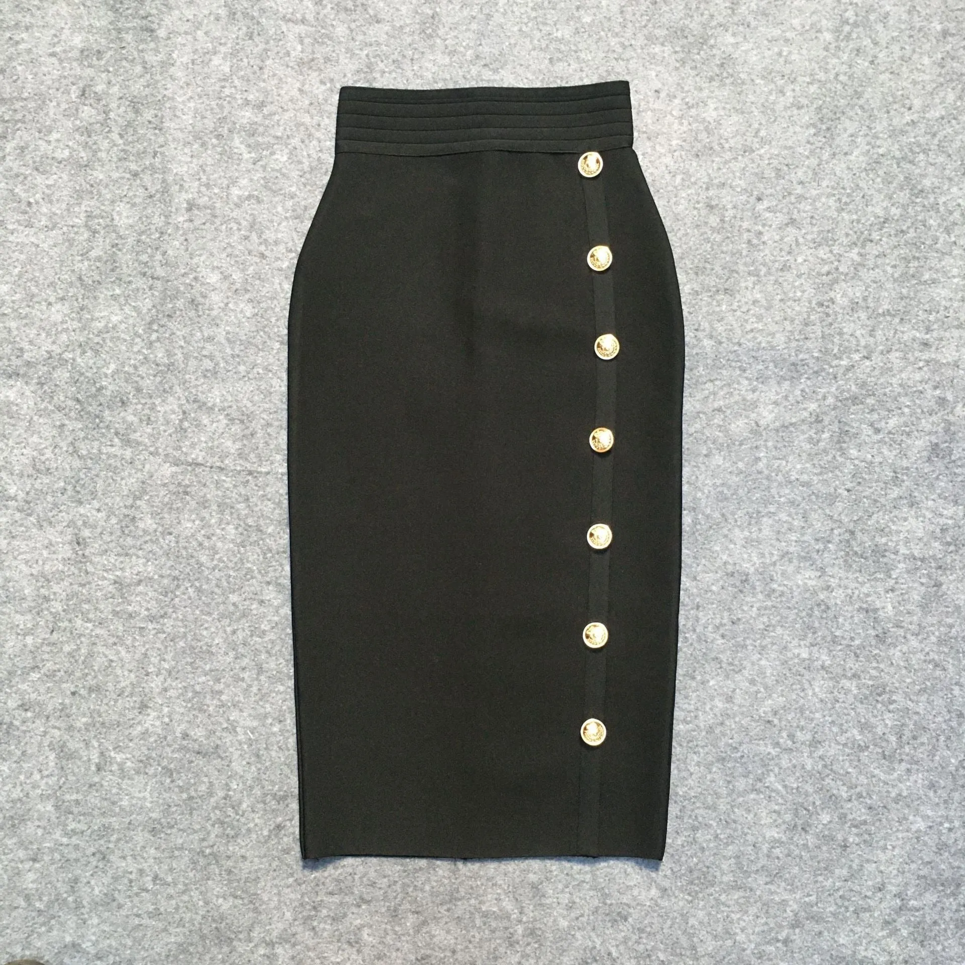 Pre Order:  Solid Single Row Button Bandage Skirt