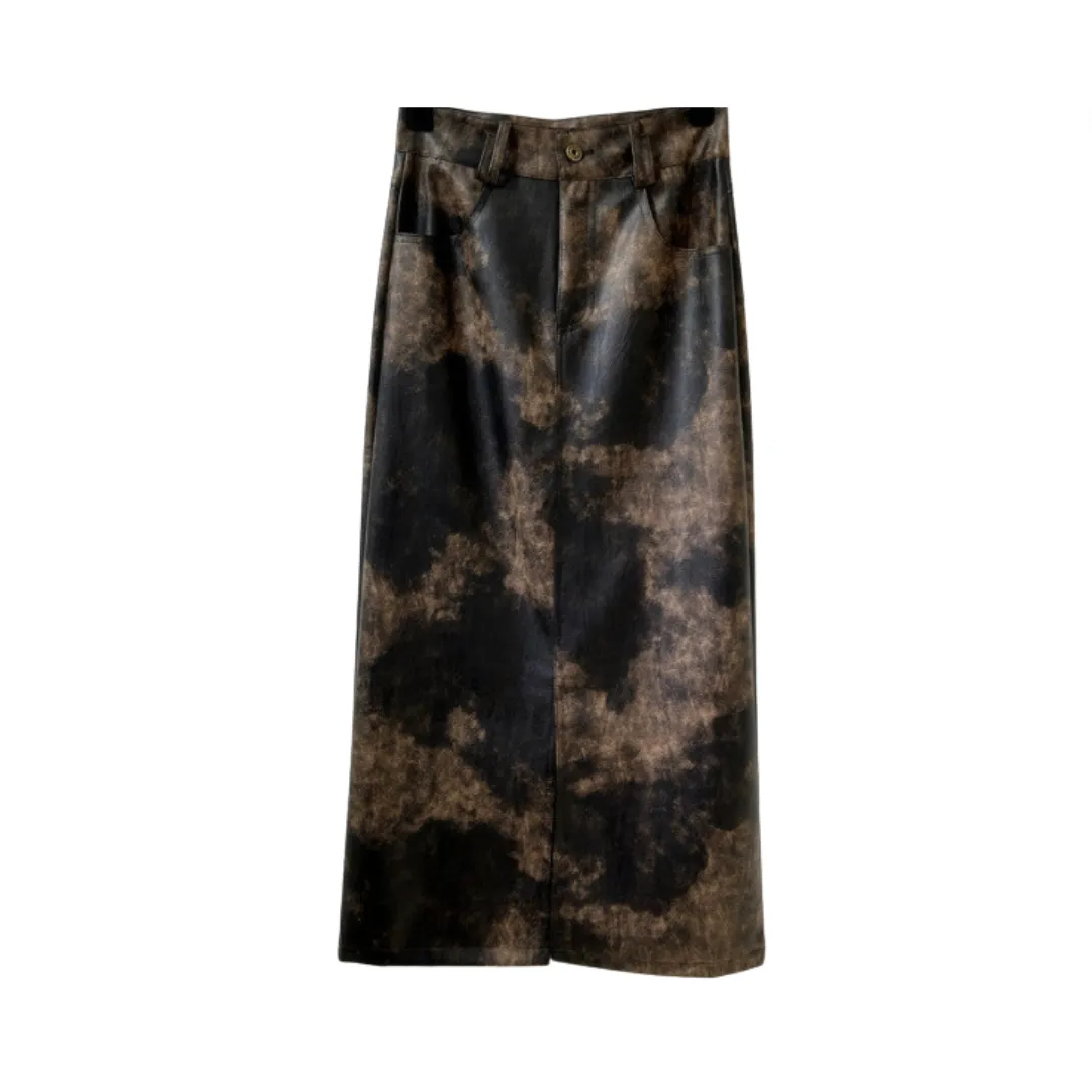 Pre Order: Tie Dye Leather Hip Hugging Skirt