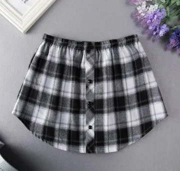 Priscilla Plaid Mini Skirts Over Pants