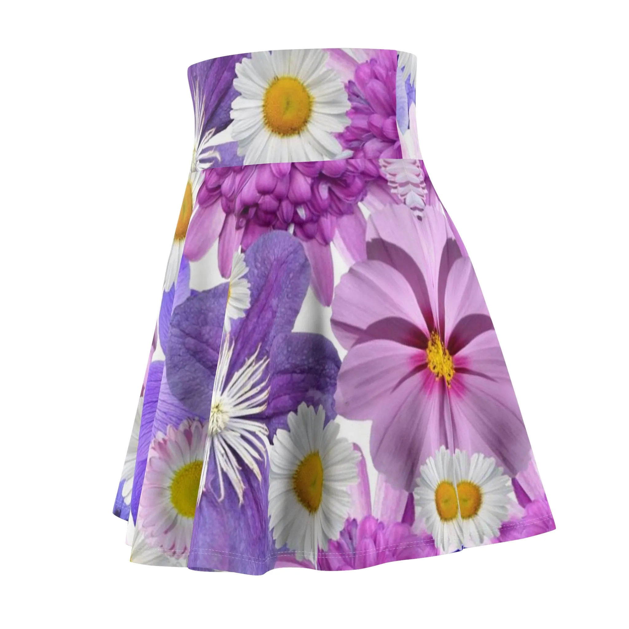 Purple Flowers - Inovax Woman's Skater Skirt