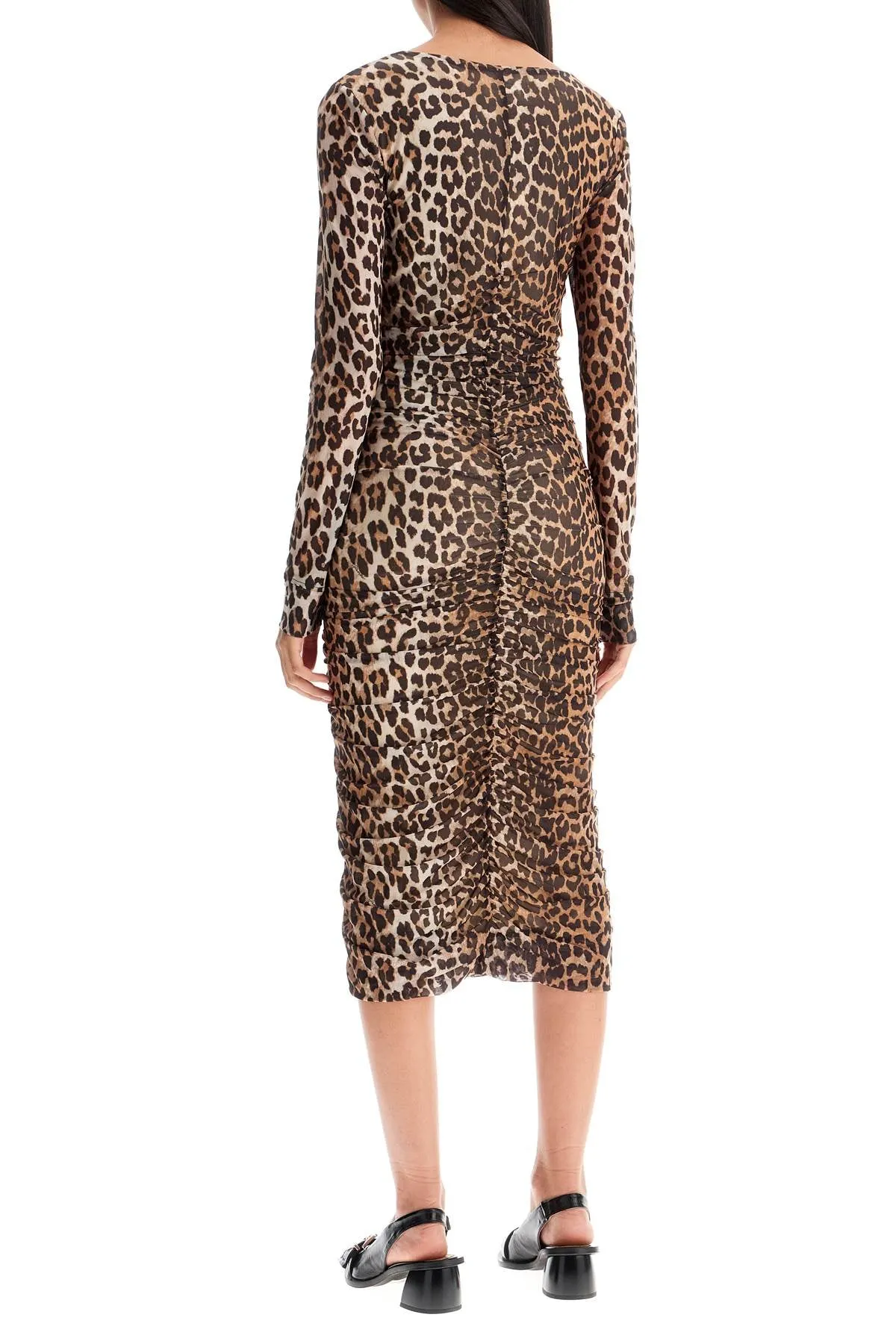 "animal print midi dress in mesh T4123 LEOPARD