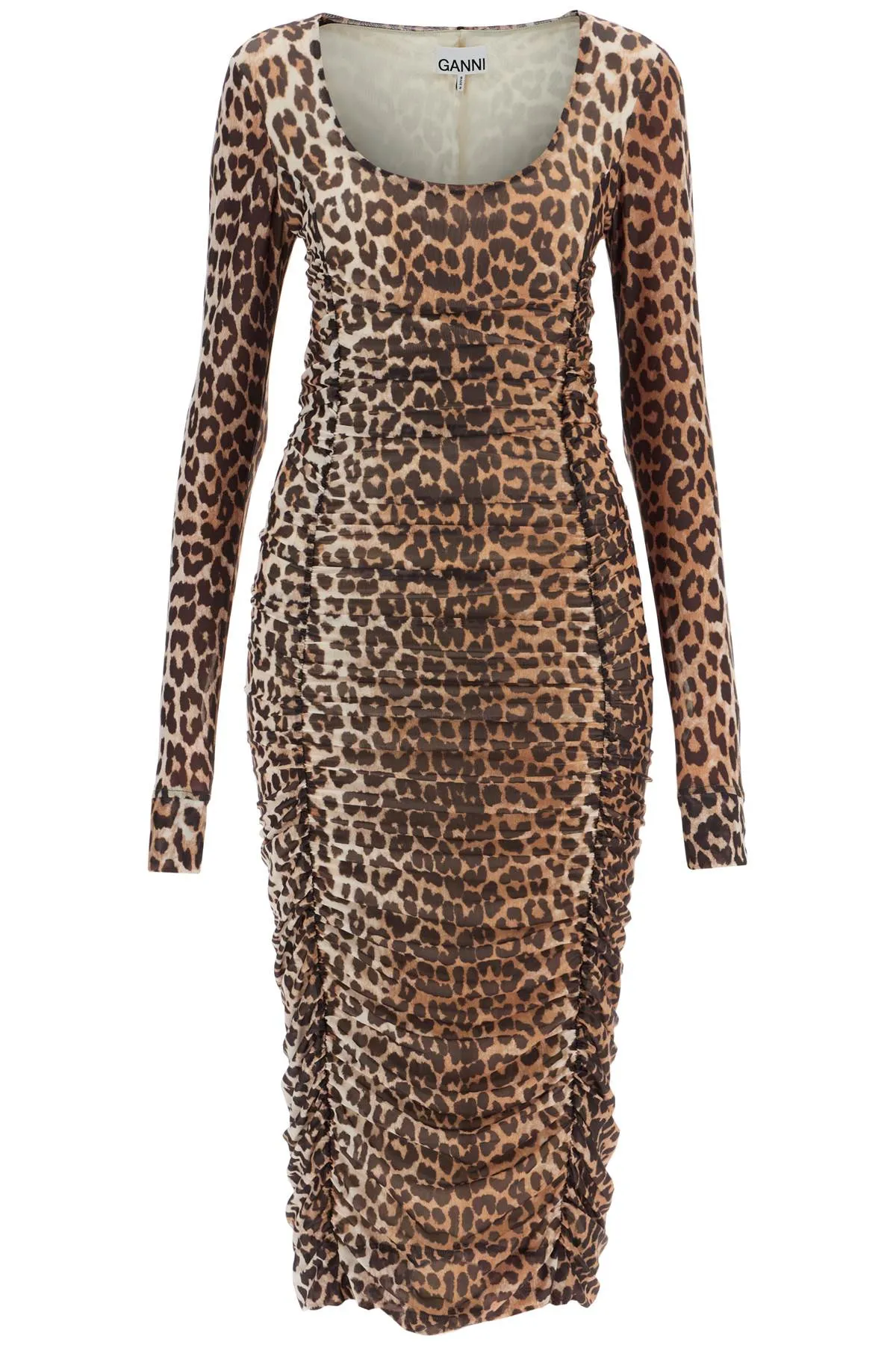 "animal print midi dress in mesh T4123 LEOPARD