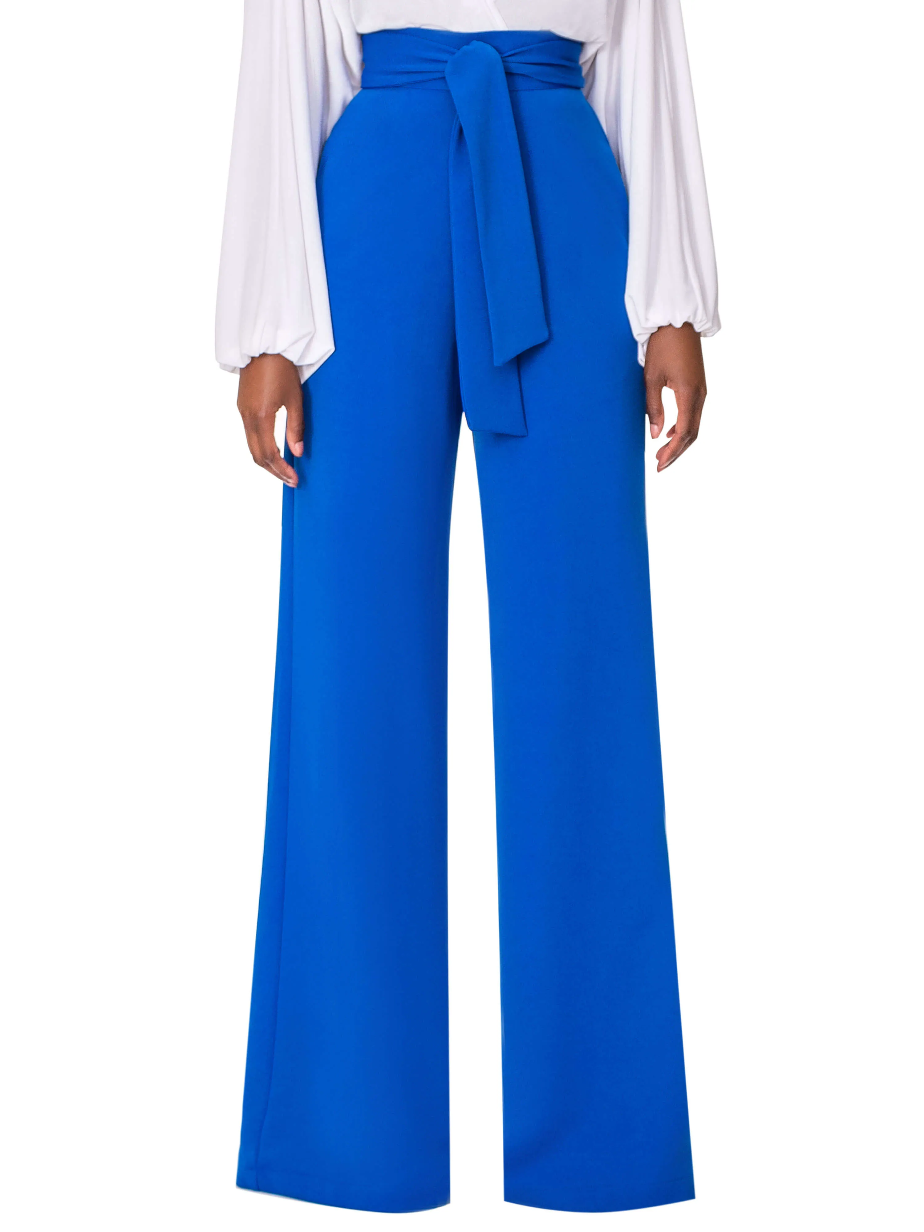 "Leola" Cobalt Belted High Waist Pants