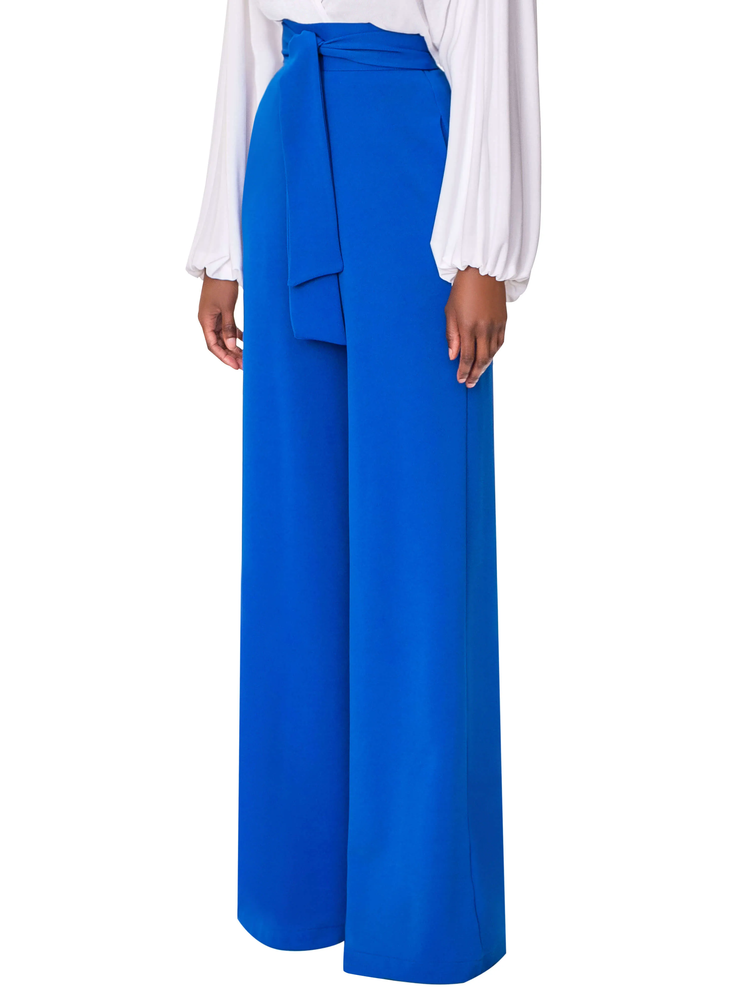 "Leola" Cobalt Belted High Waist Pants