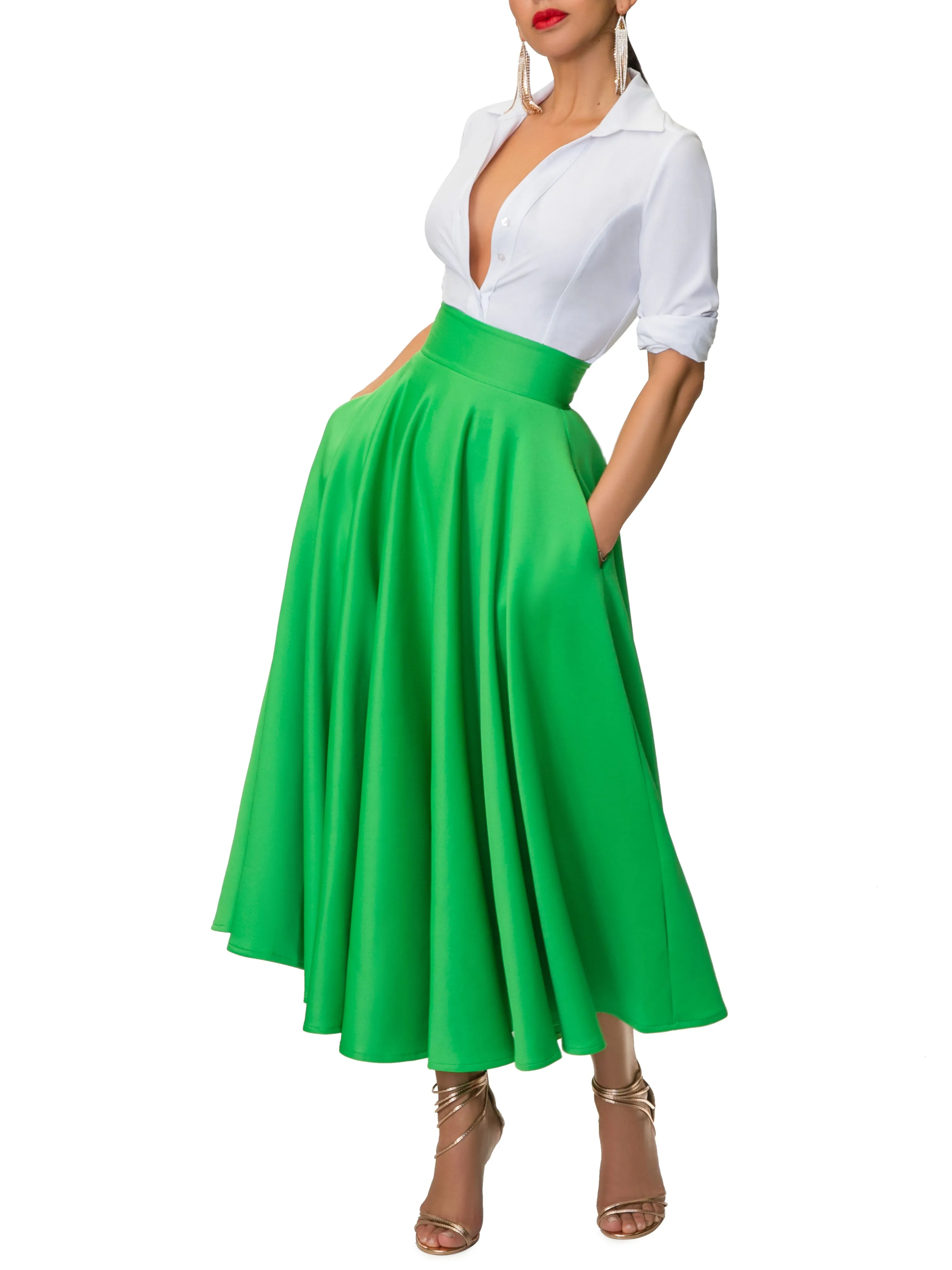 "Pebbles" Green Midi Skirt