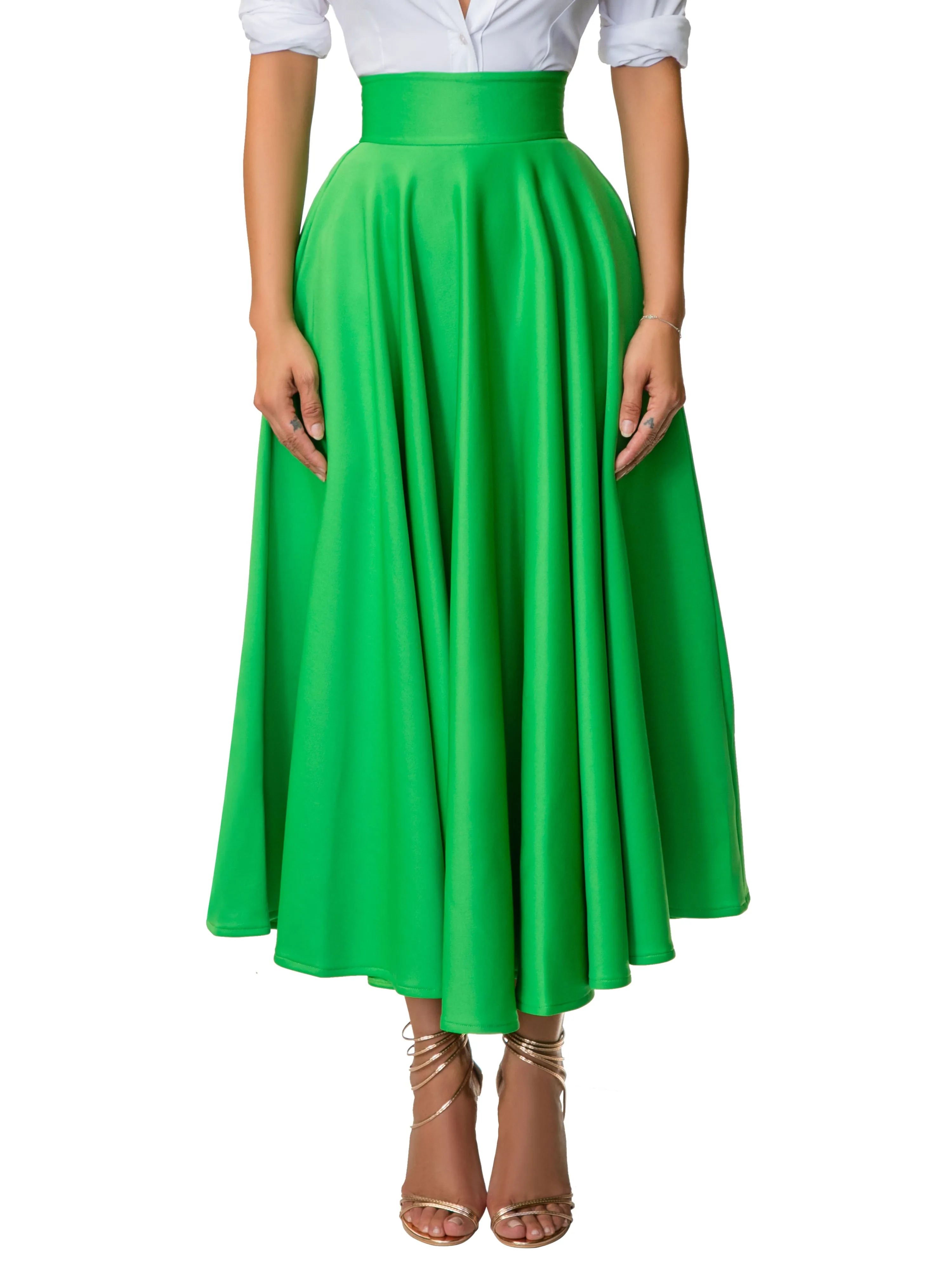 "Pebbles" Green Midi Skirt