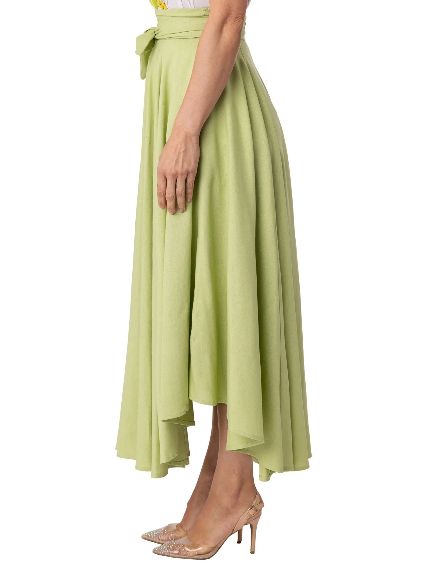 "Seychelles" Sage Belted Midi Skirt