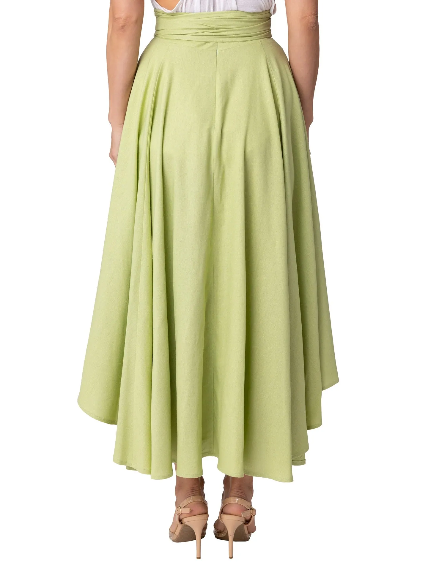 "Seychelles" Sage Belted Midi Skirt