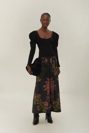 Ravenala Black Midi Skirt