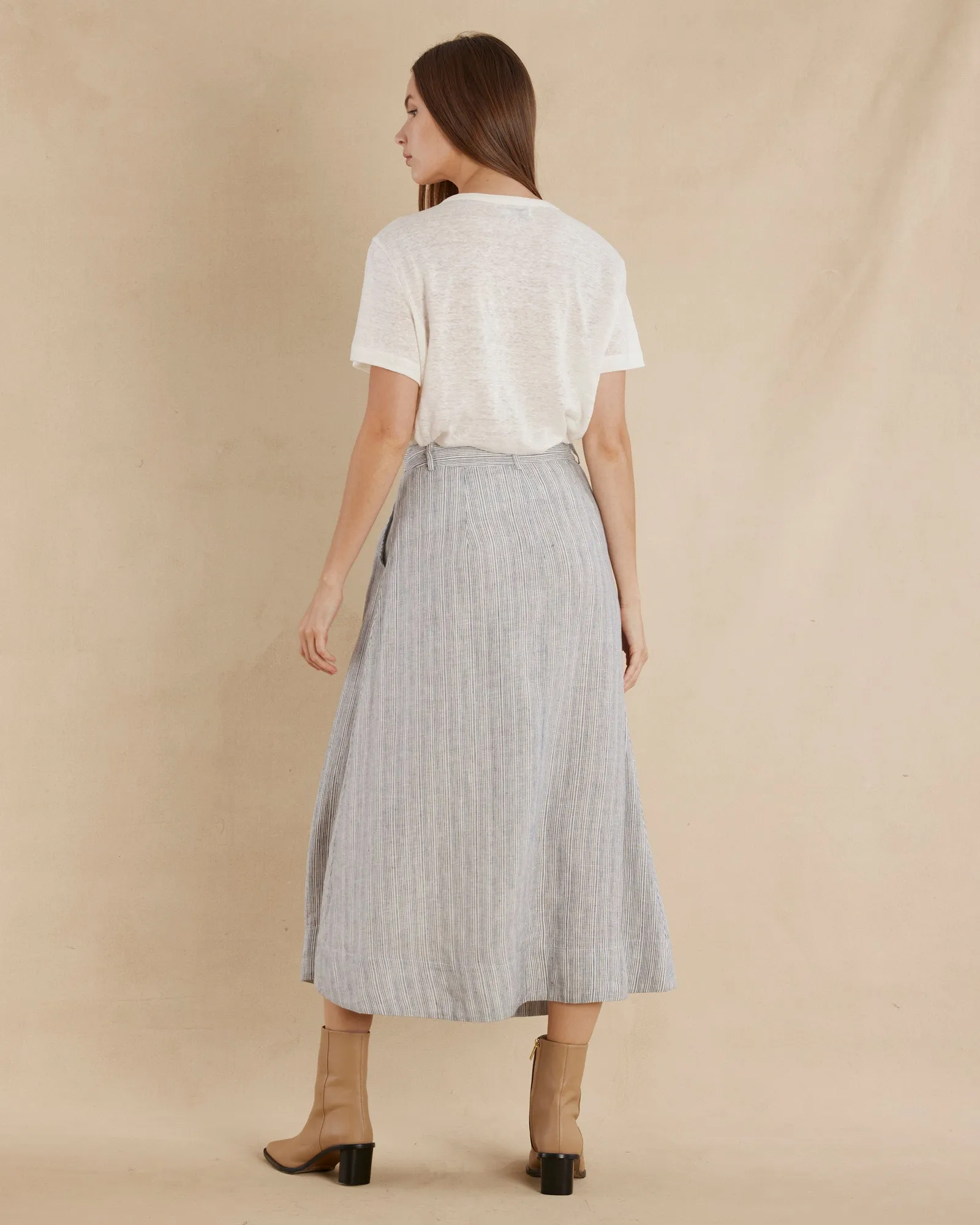 Rayee Linen Striped Skirt