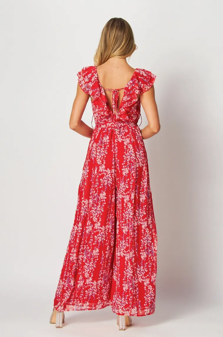 Red Floral Jumpsuit