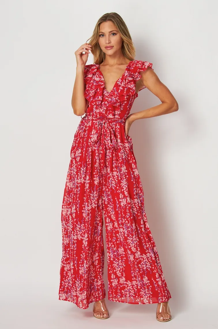 Red Floral Jumpsuit