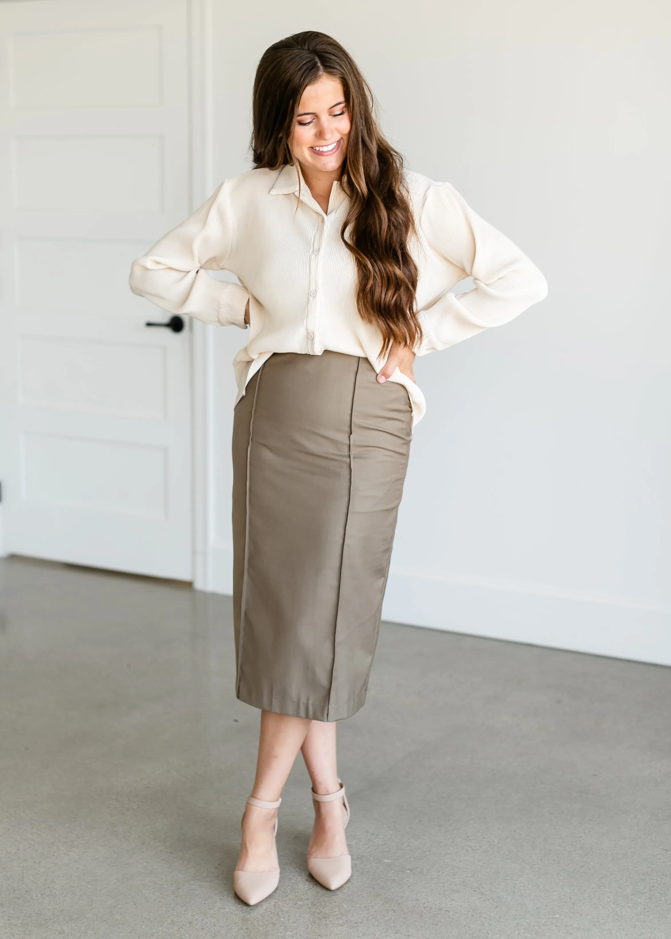 Reninne Woven Midi Skirt - FINAL SALE