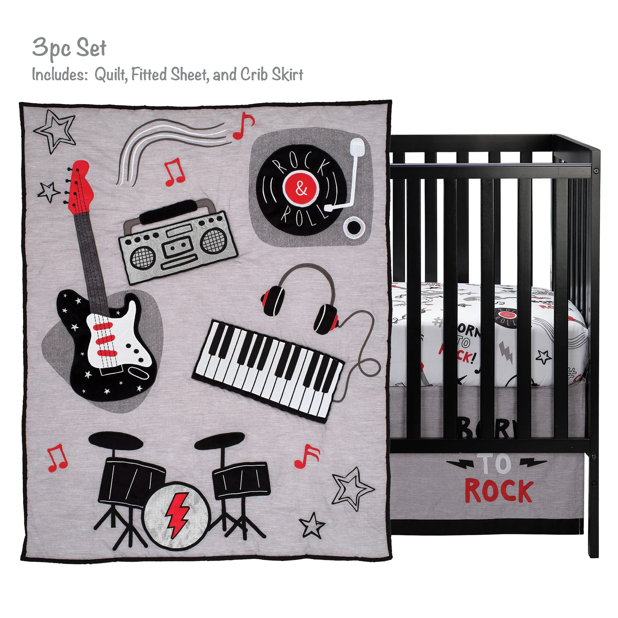 Rock Star 3-Piece Crib Bedding Set