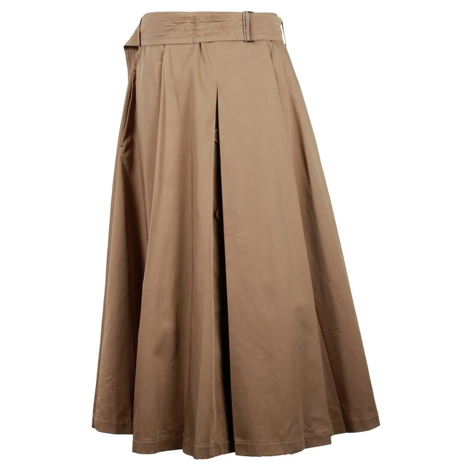 'S Max Mara Pleated Midi Skirt in Beige Cotton