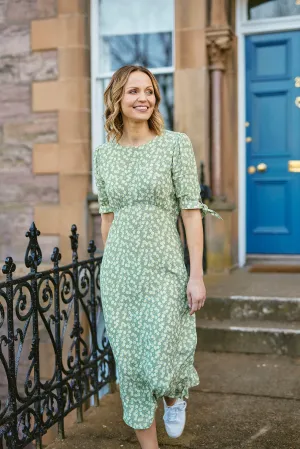 Sally-Grace - Tie Sleeve Midi Dress - Green