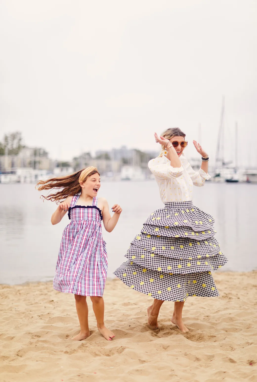 SAMPLE - Teagan Tiered Skirt MIDI - Gingham Daisy