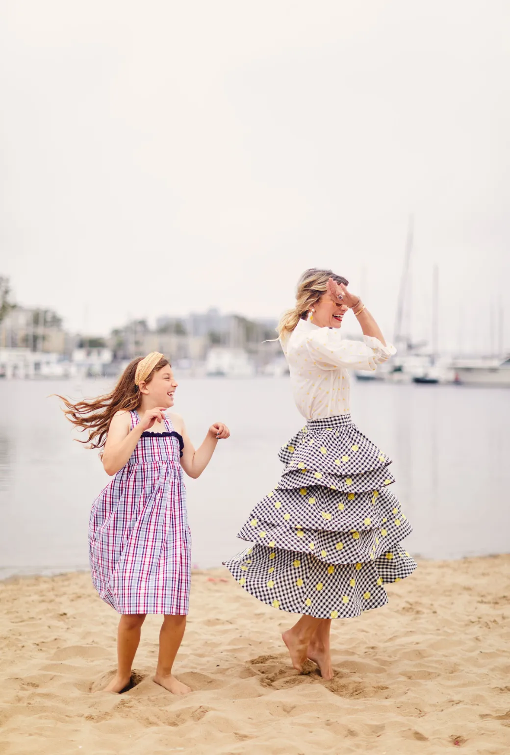 SAMPLE - Teagan Tiered Skirt MIDI - Gingham Daisy